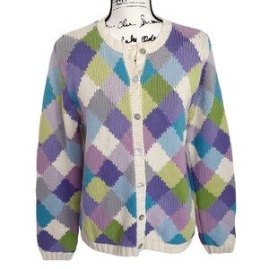 Northern Isles Vintage Argyle Cotton-Blend Sweater Cardigan